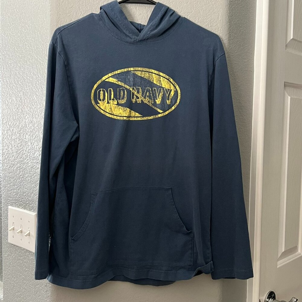 Old Navy Dark Graphic V-Neck Hooded Shirt - Size XXL